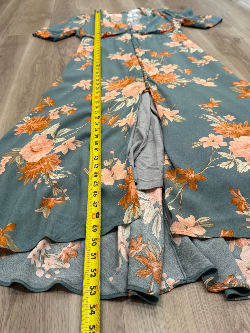 Petal & Pup Teal Floral Maxi Dress Retro Boho Cottagecore Size Large - Picture 12 of 12